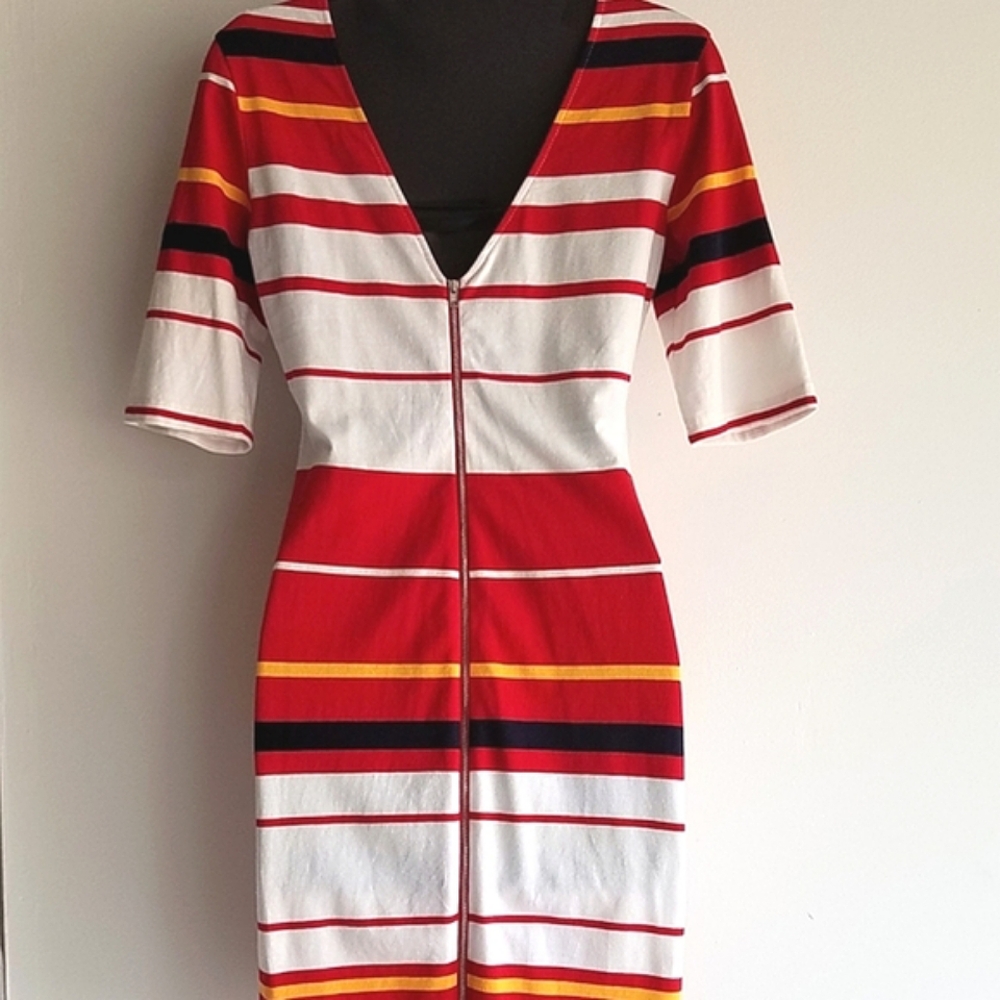V-Back Zip Fitted Mini Dress - Picture 3 of 6